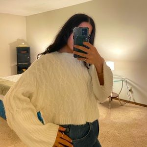 White cropped sweater